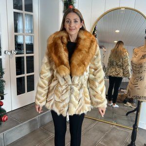 COPY - Light Brown Fur Coat with Brown Fur Collar from Etsy